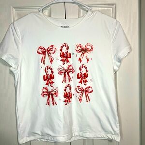 NWT Coquette Candy Cane Bow Super Soft Shirt
Size L